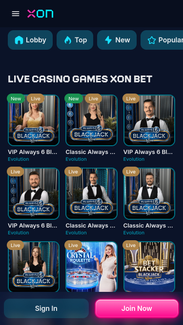 Casino móvil con crupier en vivo de Xonbet