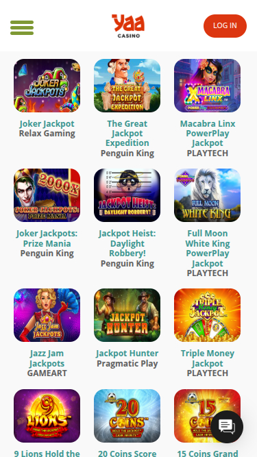 Jackpot mobile de Yaa Casino