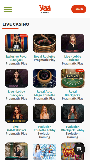 Croupier en direct mobile de Yaa Casino