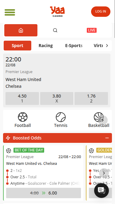 Sports mobiles de Yaa Casino