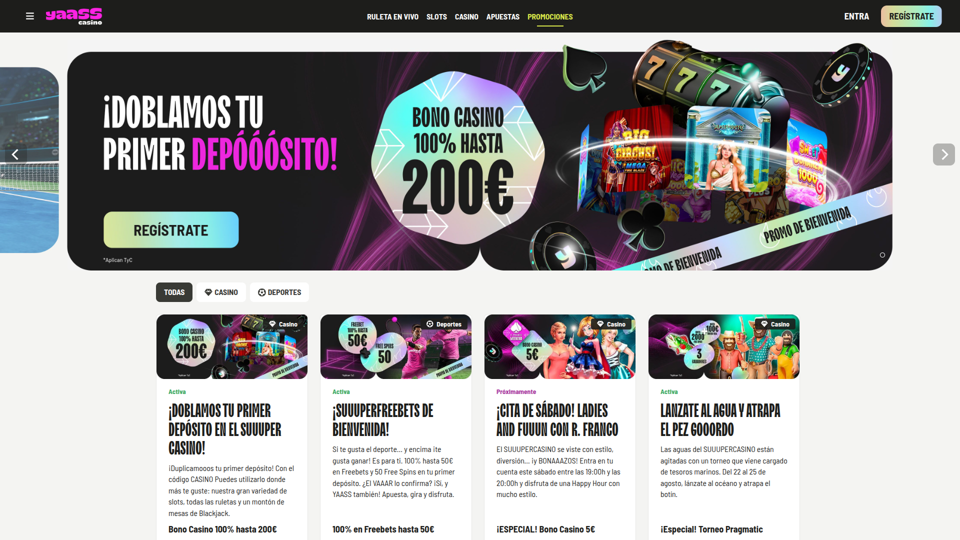 Promozioni desktop di Yaass Casino