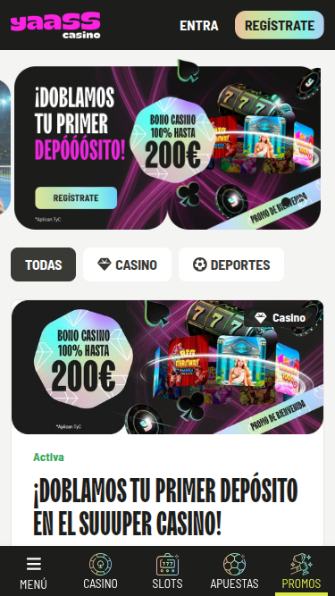 Promozioni mobile di Yaass Casino