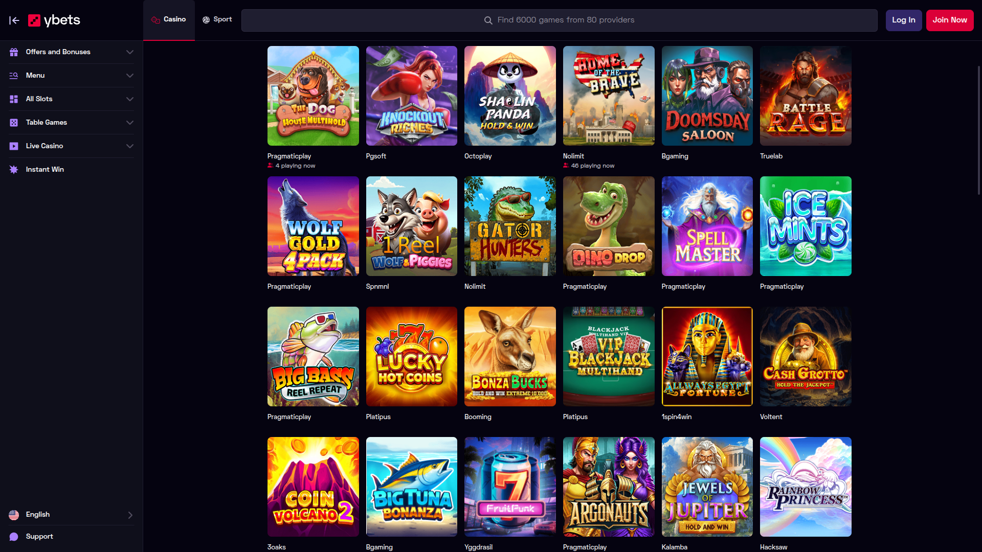 Giochi desktop di Ybets Casino