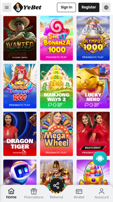 Jeux mobiles de YeBet Casino
