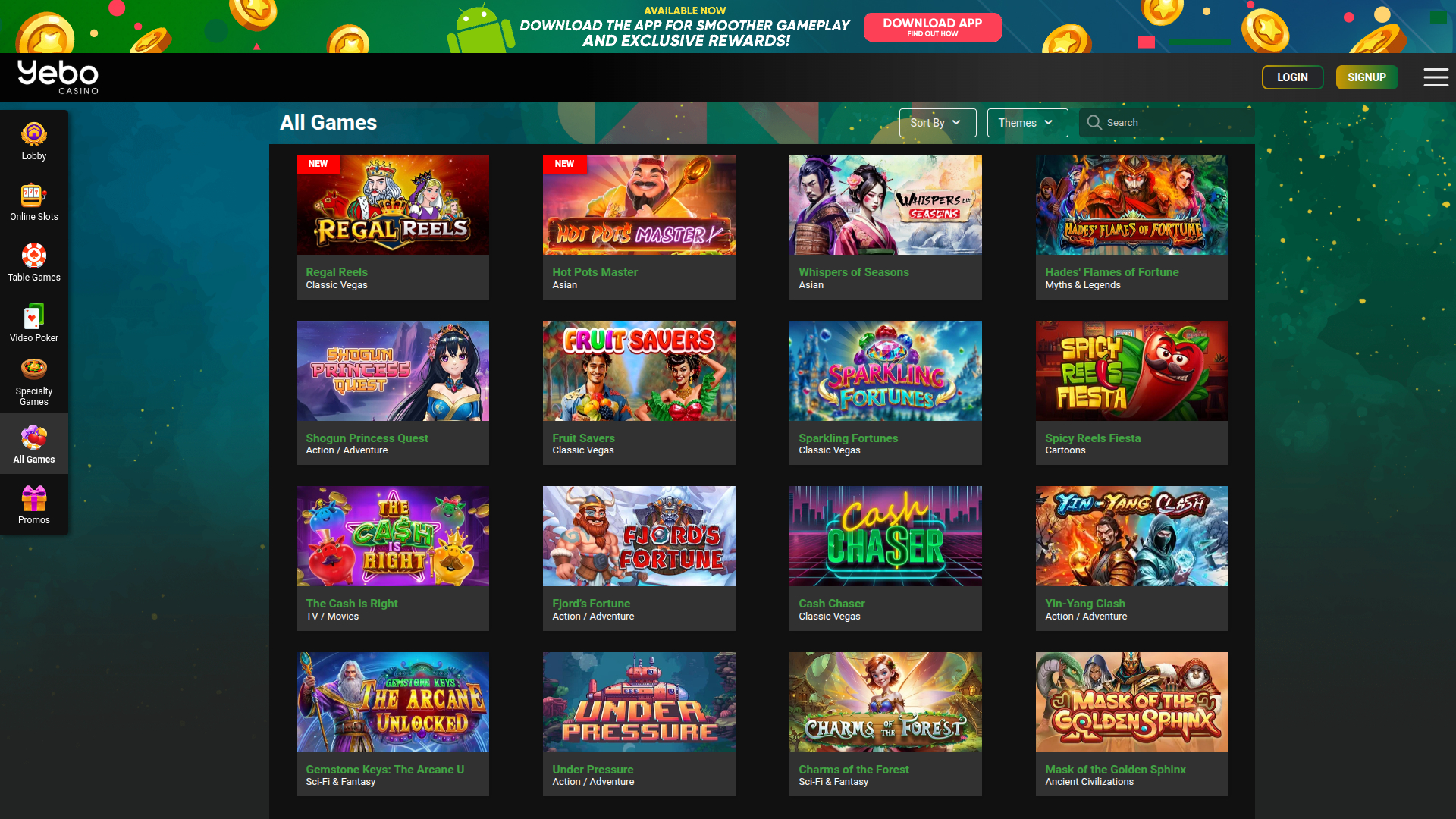 Juegos de escritorio de Yebo Casino