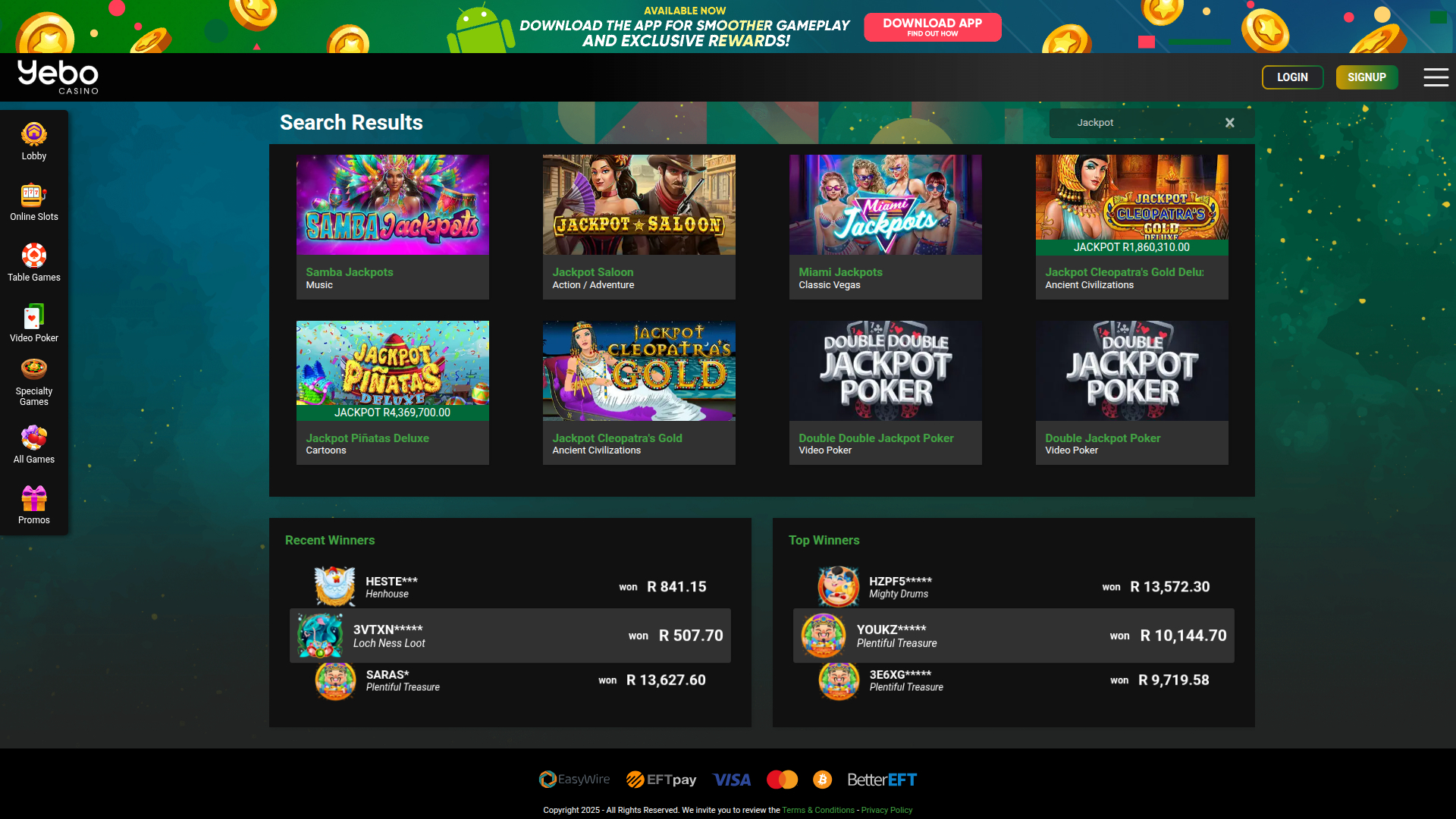 Bote de escritorio de Yebo Casino