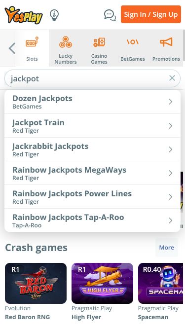 YesPlay Casino Mobile Jackpot