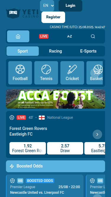 Yeti Casino mobile Sportwetten