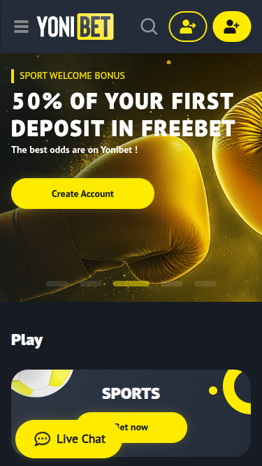 Мобильная главная страница YoniBet Casino