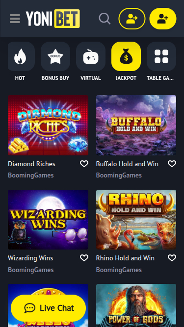 Мобильный джекпот YoniBet Casino