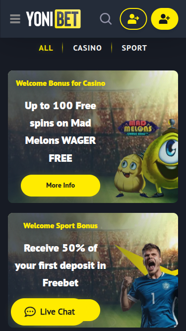 Мобильные акции YoniBet Casino