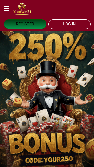 Page d'accueil mobile de YourWin24 Casino