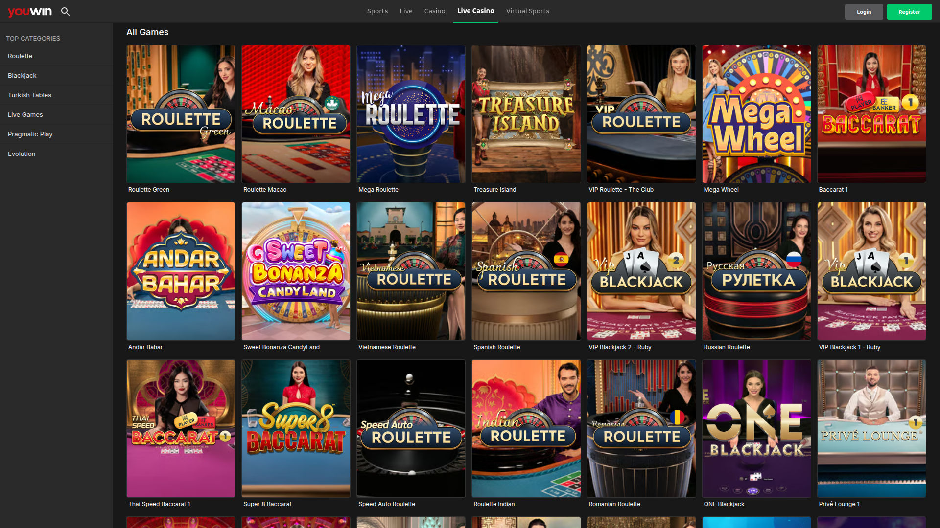 Croupier en direct de bureau de YouWin Casino