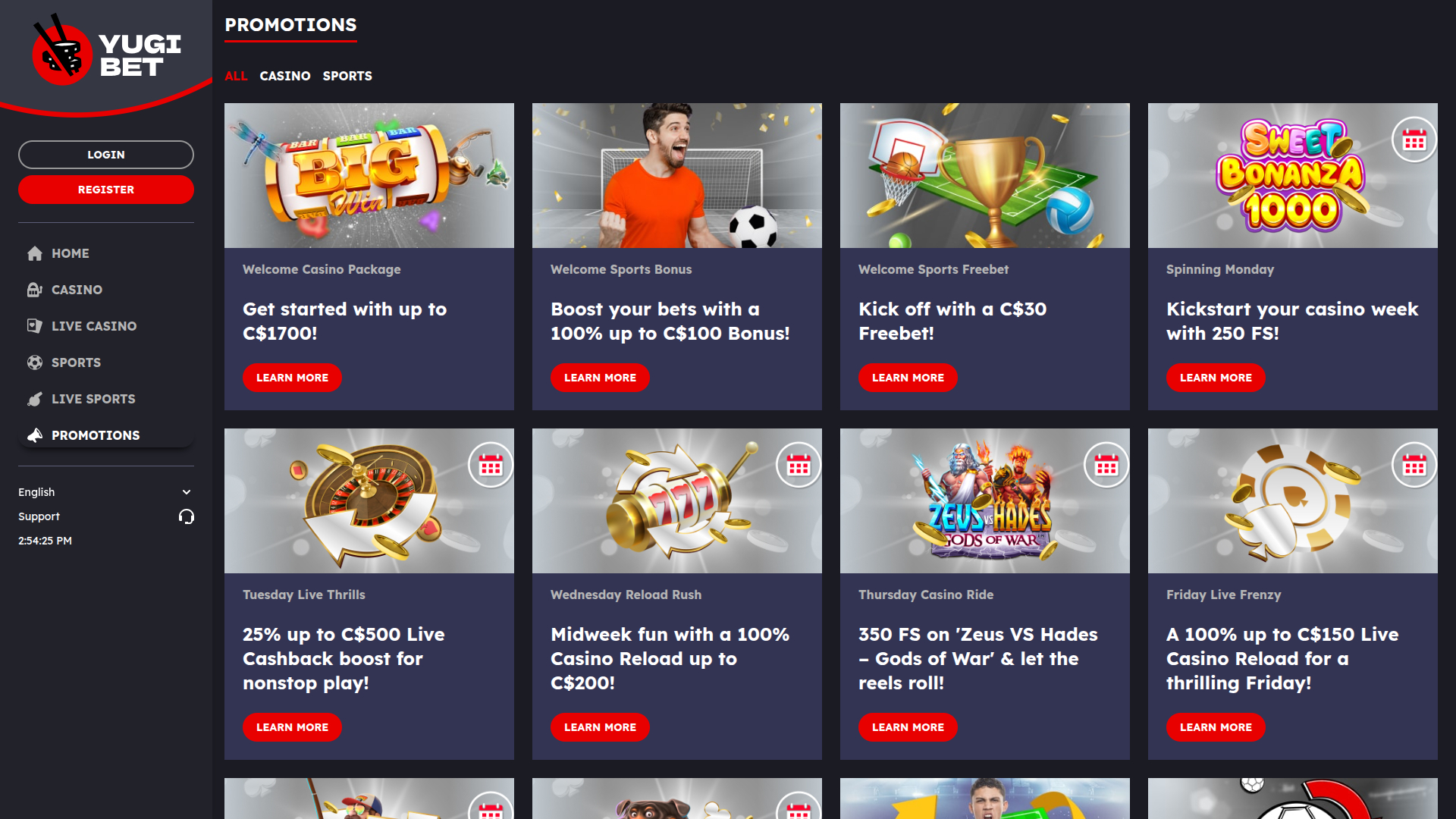 Promociones de escritorio de Yugibet