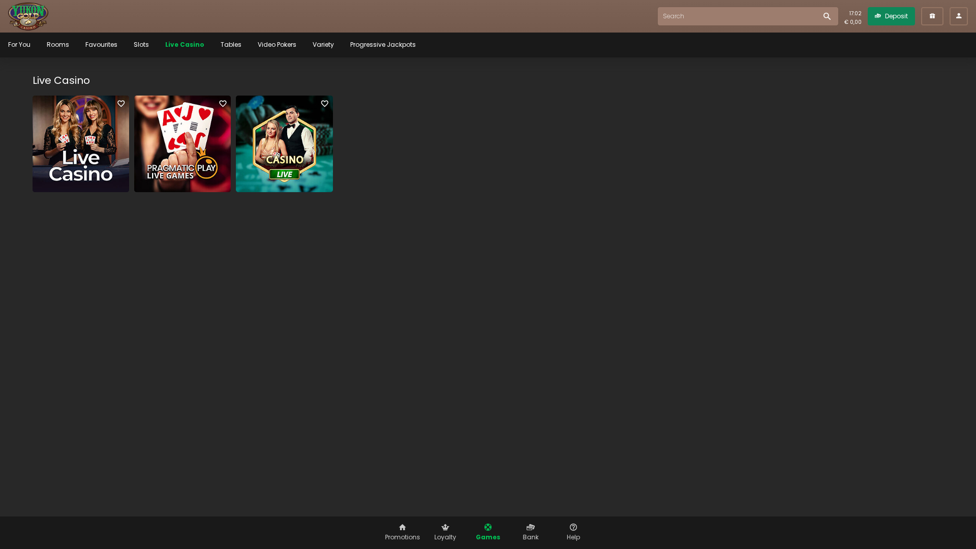 Croupier en direct de bureau de Yukon Gold Casino