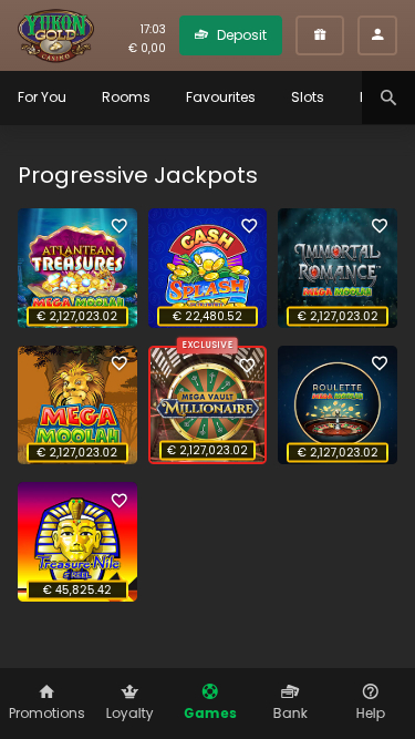 Jackpot mobile de Yukon Gold Casino
