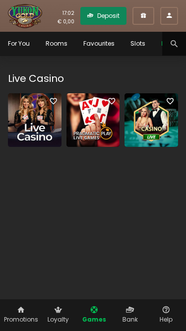 Croupier en direct mobile de Yukon Gold Casino