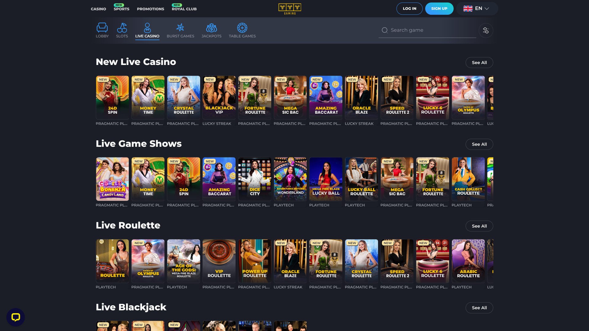 YYY Casino Desktop Live-Dealer