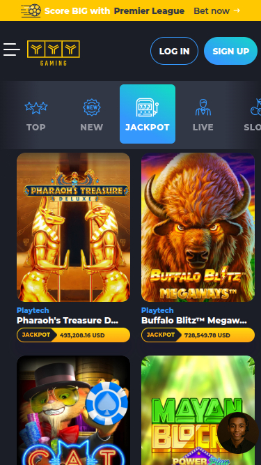 Jackpot mobile de YYY Casino