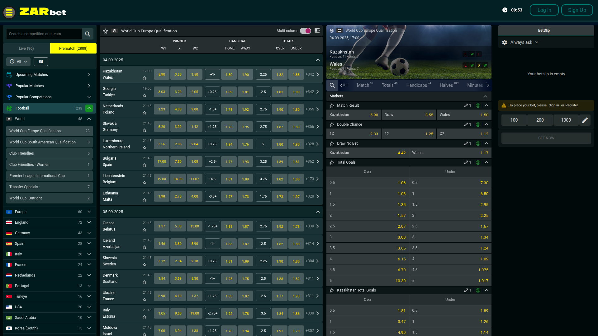 Deportes de escritorio de Zar Casino