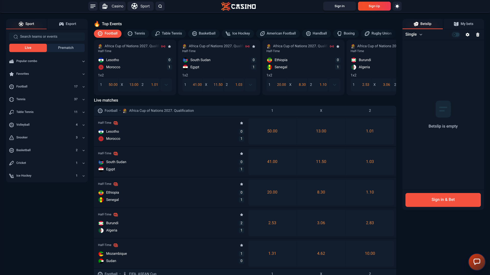 Zen Casino Desktop-Sportwetten
