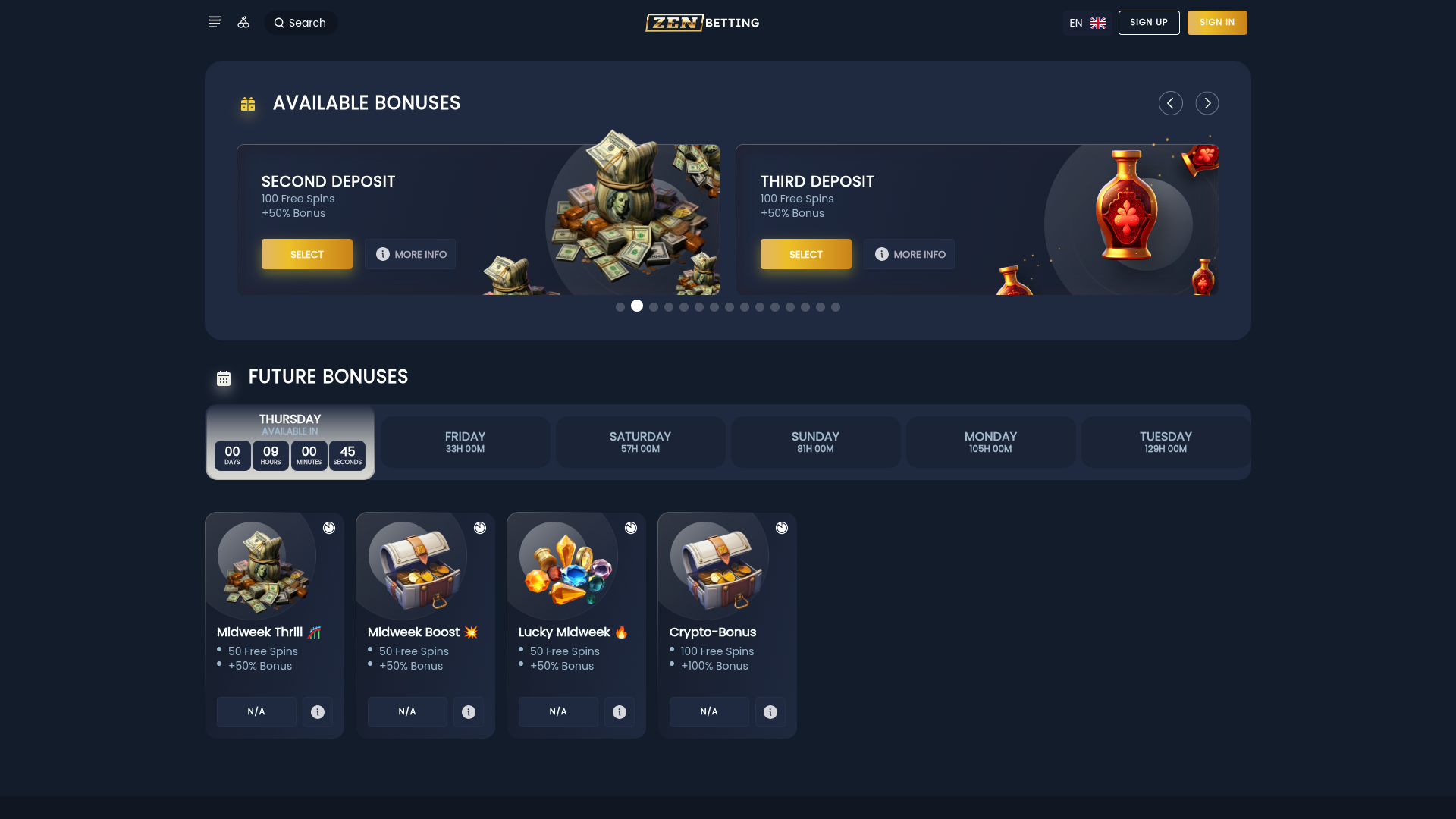 Promotions de bureau de ZenBetting Casino