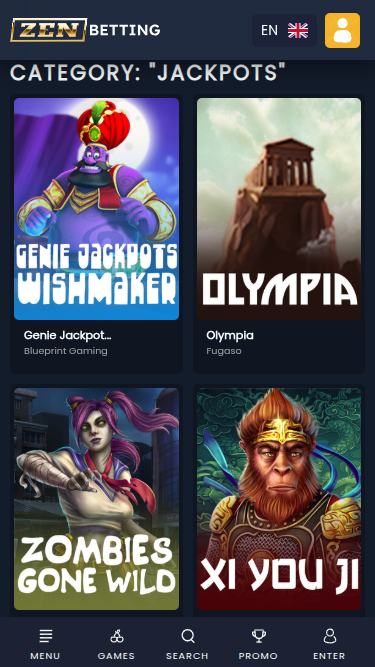 Jackpot mobile de ZenBetting Casino