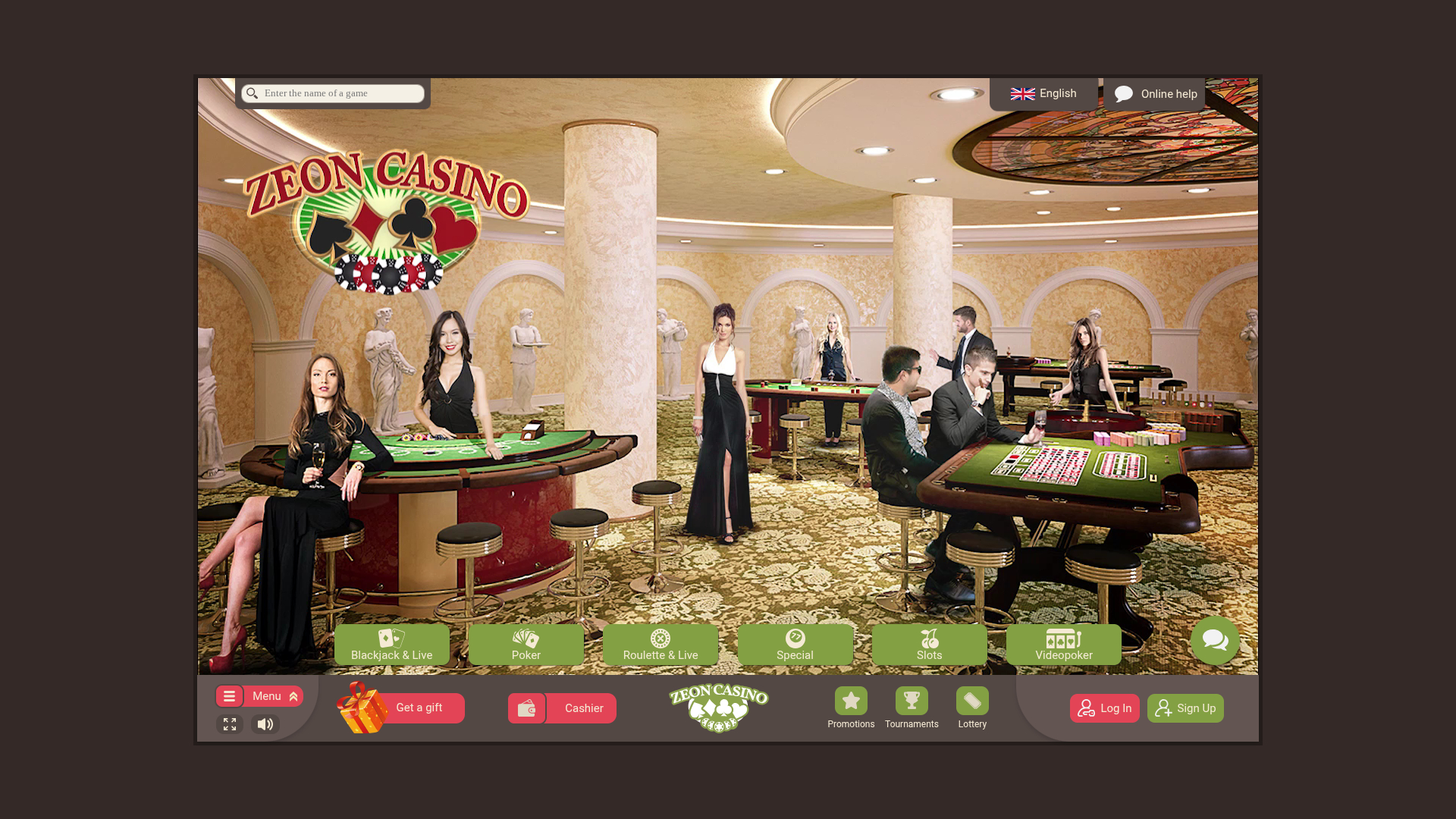 Page d'accueil de bureau de Zeno Casino