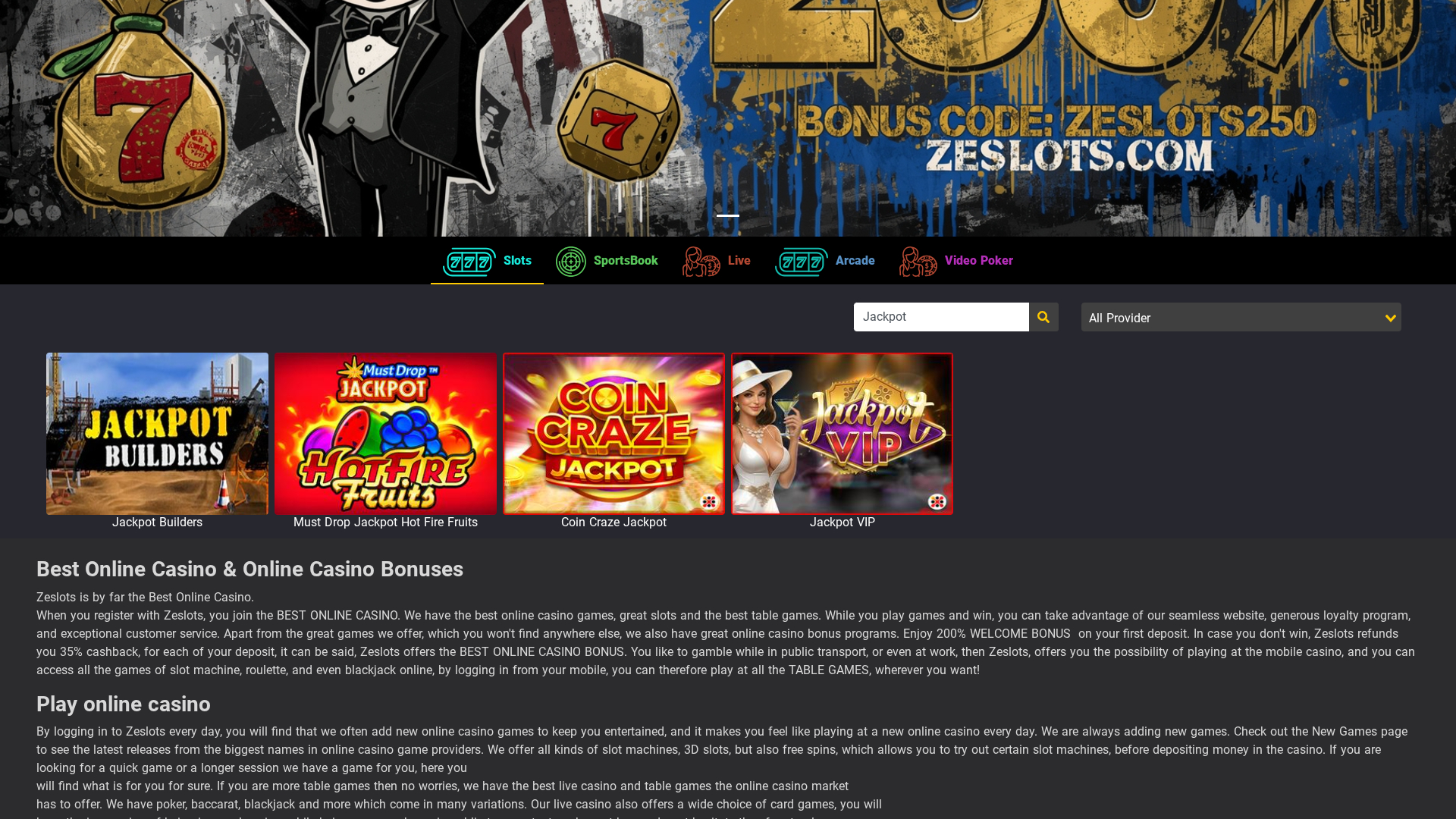 Jackpot sur bureau de Zeslots Casino