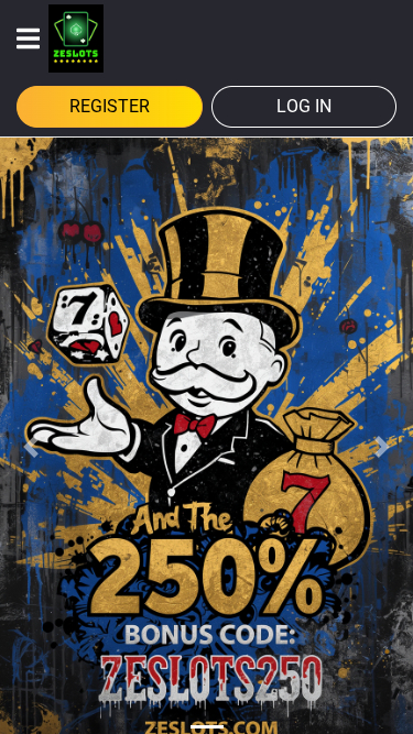 Page d'accueil mobile de Zeslots Casino
