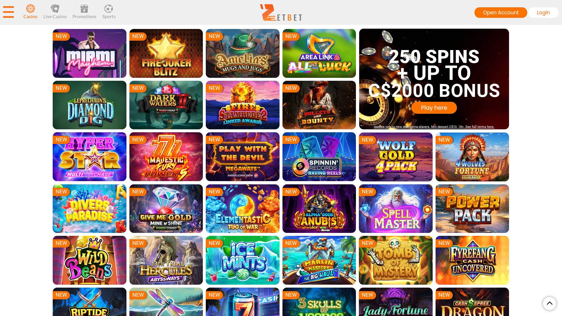 Jeux de bureau de Zet Bet Casino