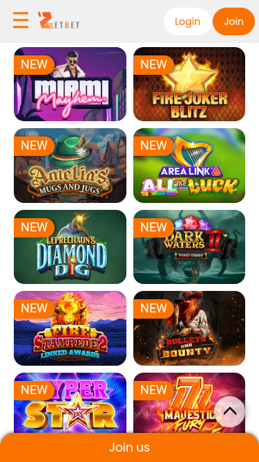 Jeux mobiles de Zet Bet Casino