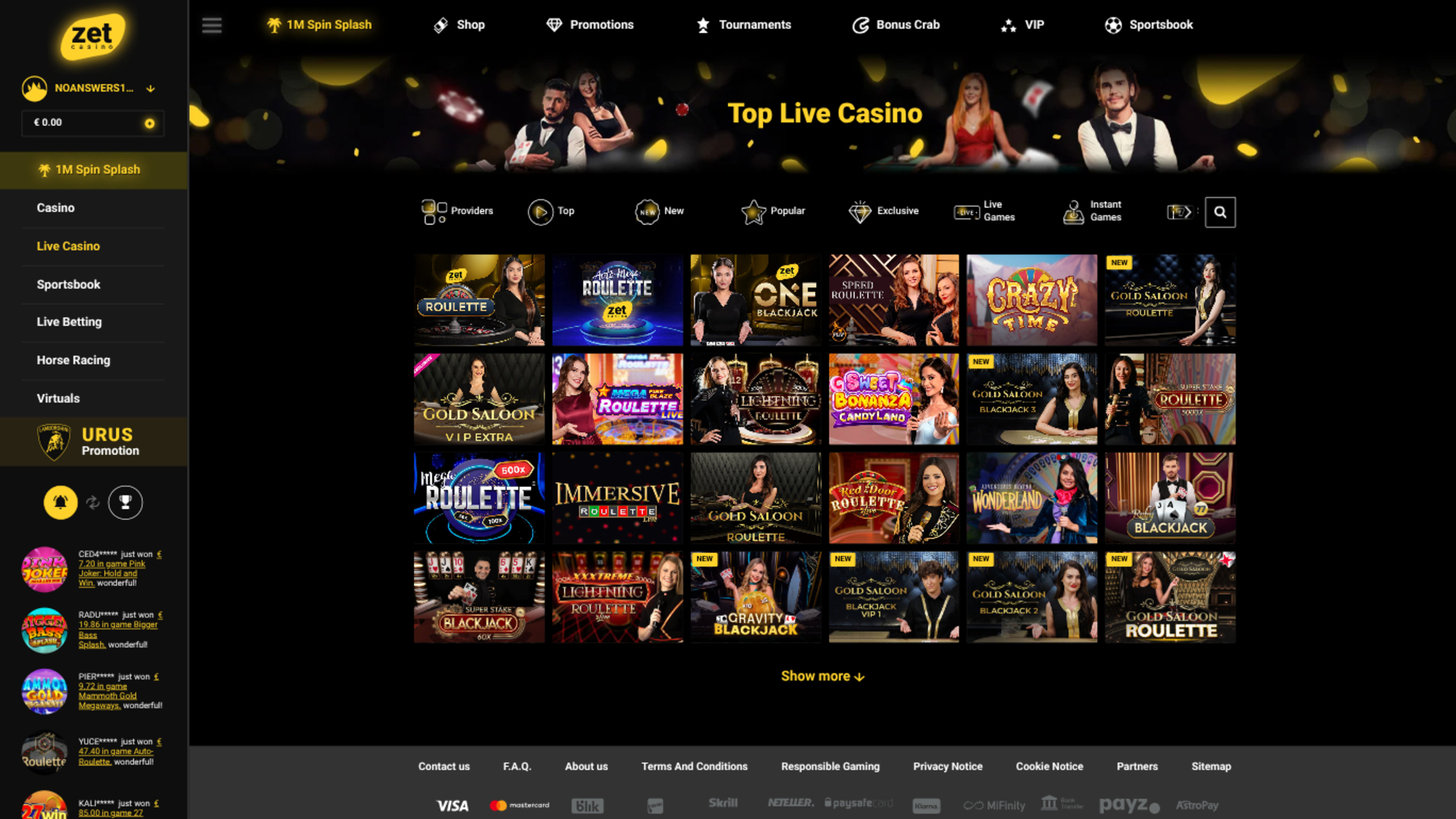 Croupier en direct de Zet Casino sur ordinateur