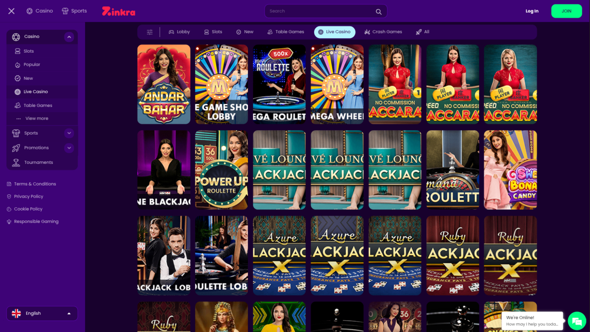 Croupier en direct de Zinkra Casino sur ordinateur