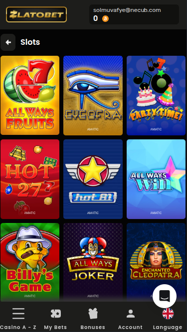 Juegos móviles de Zlatobet Casino