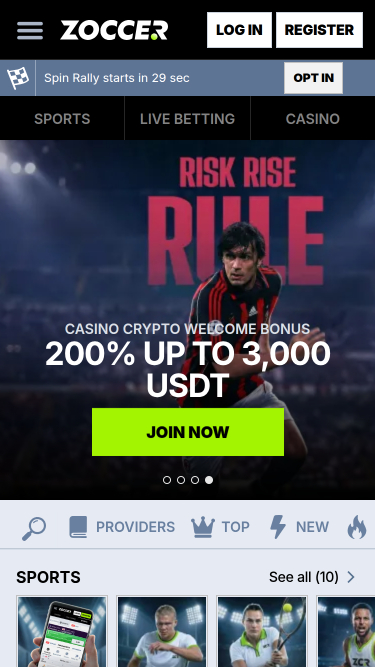 Zoccer Casino Homepage