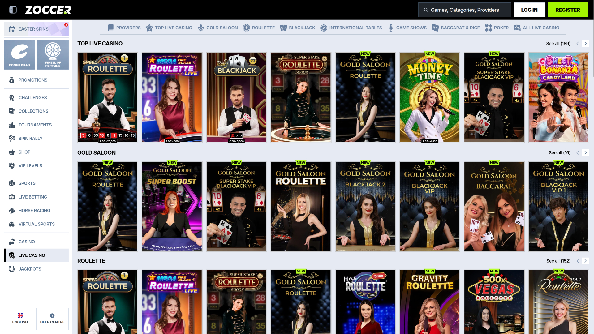 Zoccer Casino Live Dealer