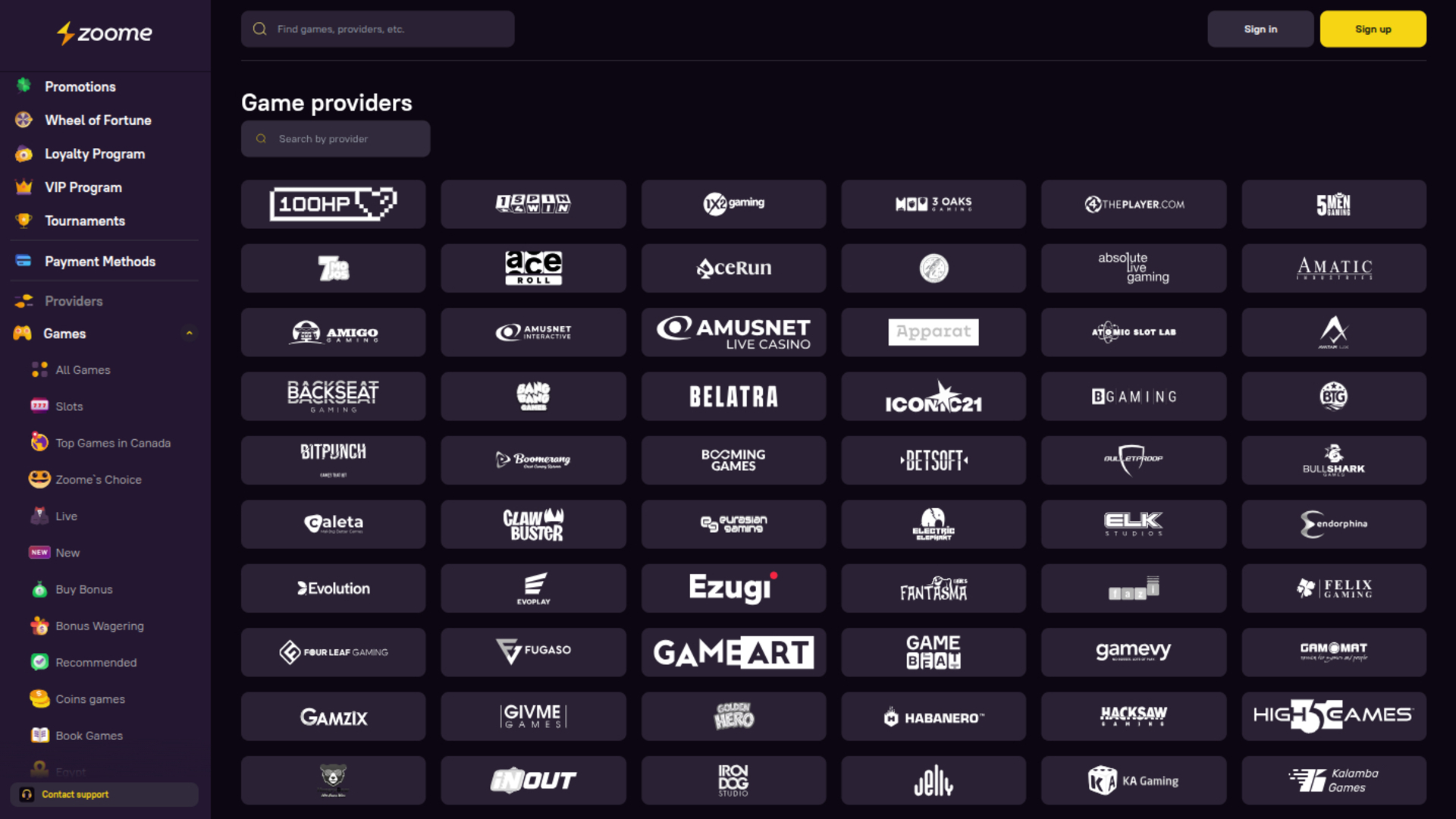 Zoome Casino Desktop Game Developers