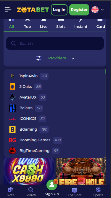 Zotabet Casino Mobile Game Developers