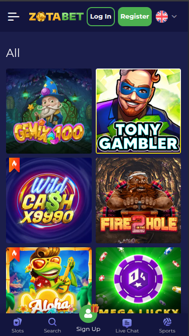 Zotabet Casino Mobile Games
