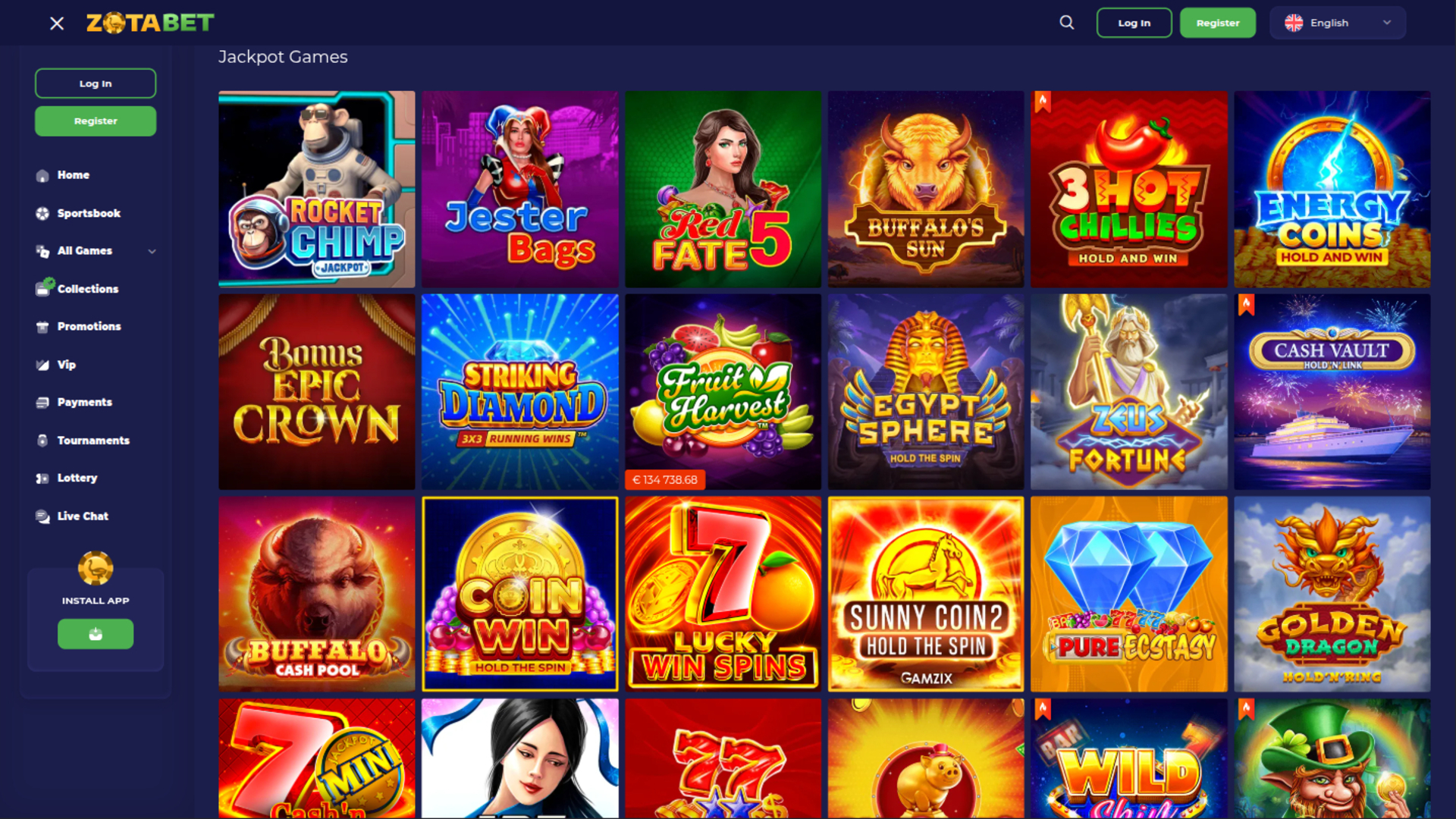 Zotabet Casino Desktop Jackpot