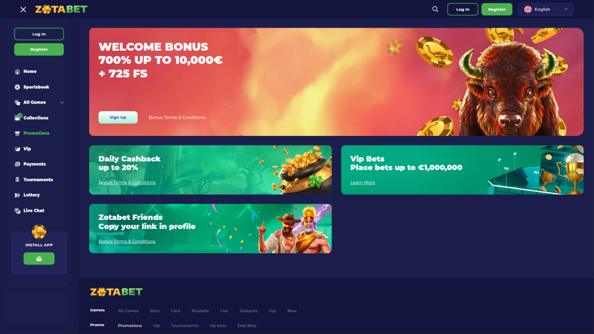 Zotabet Casino Desktop Promotions