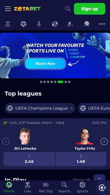 ZotaBet Casino Mobile Sportsbook