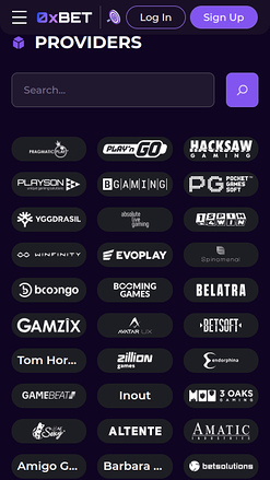 Desarrolladores de juegos móviles de 0XBet Casino