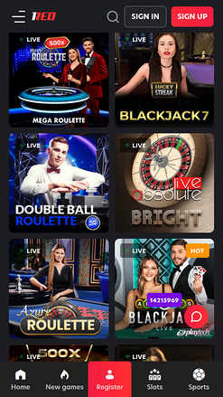 Croupier en direct mobile de 1red Casino