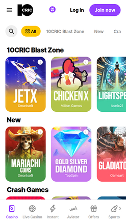 Jeux mobiles de 10cric Casino