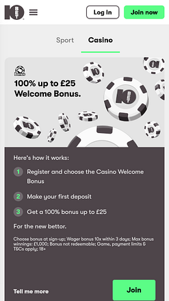 Promociones móviles del casino 10Bet