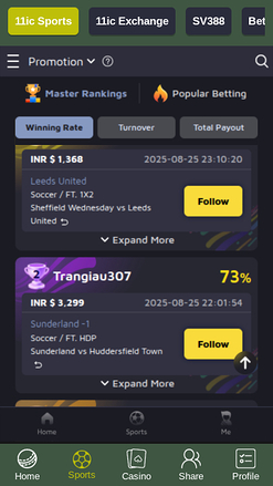 Sport mobile di 11ic Casino