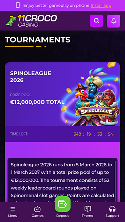 Tornei di casinò mobile 11croco