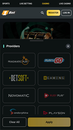 Desarrolladores de juegos móviles de 1Bet Casino